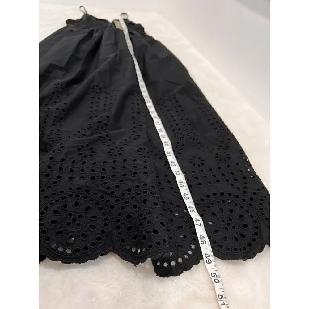 New J. Crew Size 2 V-neck smocked-waist dress in cotton poplin Black *Stain*